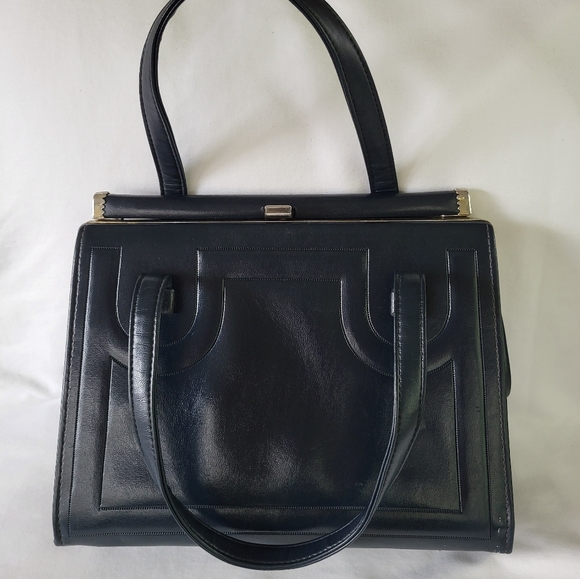 Vintage Julius Resnick Navy Blue Pocketbook Handbag 1970s - Picture 2 of 9